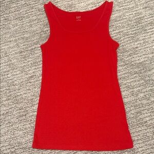 GAP Red Ribbed Scoop Neck Tank size Small
